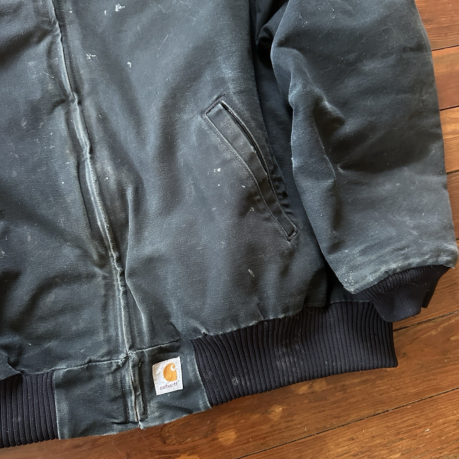 Carhartt J97 Black Cotton Work Jacket Men's Large Construction thumbnail 2