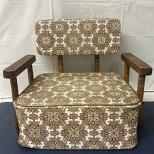 Vintage Retro 1970's Tan  Yellow Child  s Baby Vinyl  wood Booster Seat Chair