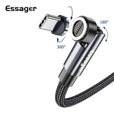  Essager 2M 540 Rotate 3A Fast Charging Magnetic USB Type C Cable For Xiaomi Mag