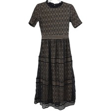 NEW Baltic Born WINDSOR Lace Midi Dress Cocktail Party High Neck Black XS