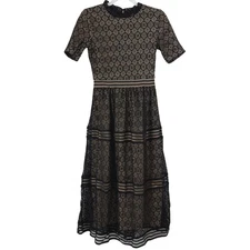 NEW Baltic Born WINDSOR Lace Midi Dress Cocktail Party High Neck Black XS