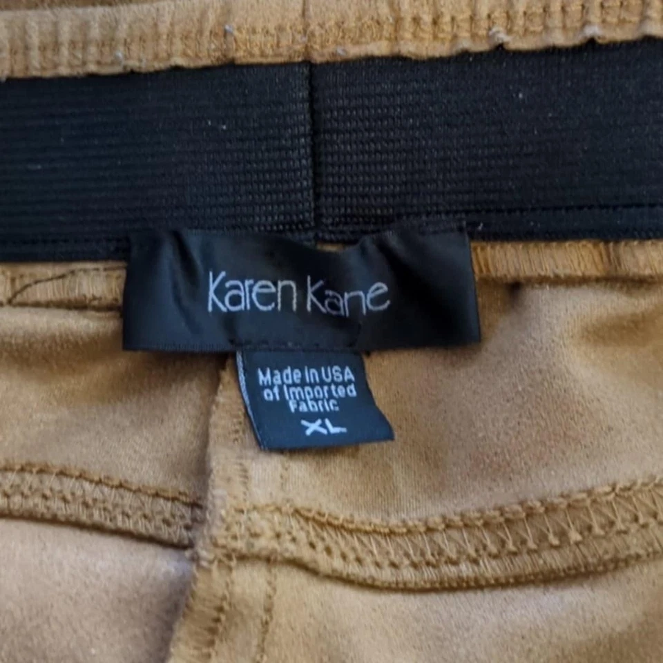 Pantalones Karen Kane Talla XL Mujer Pull On Ajustados Imitación Suade Camel Otoño Clásico Foto 3 de 3