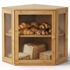 Corner Bread Box for Kitchen Countertop: Bamb...