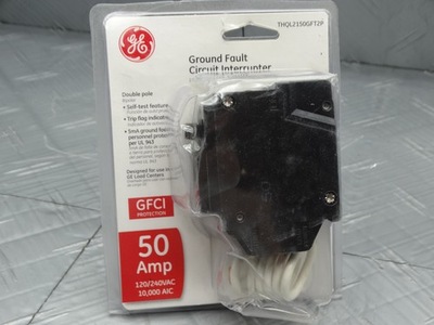 #ad #ad GE 50 Amp 240 Volts Double Pole Ground Fault Breaker with Self Test $71.99