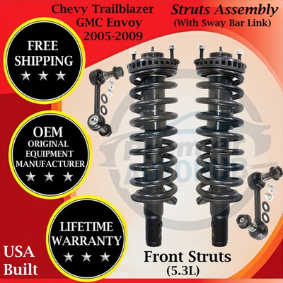 #ad Gabriel OEM Front Strut W Sway Bar Links 2005 2009 Chevy Trailblazer GMC Envoy $279.27