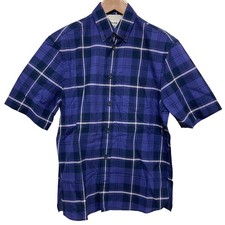 Acne Studios Short Sleeve Check Shirt, Size 44, Blue mens USED