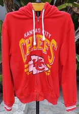 KC CHIEFS NFL Football Mens Red Hoodie Sweatshirt Mitchell Ness Distressed Large