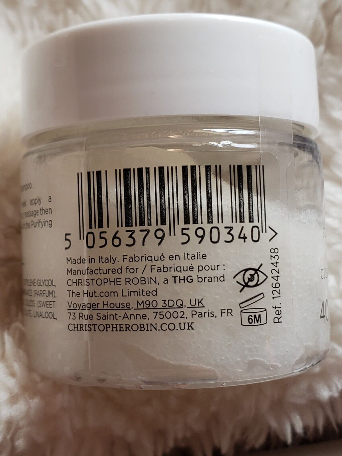 Christophe Robin, Cleansing Purifying Scrub with Sea Salt, 1.3 Fl Oz. Sealed