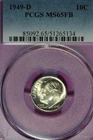 1949 D PCGS MS65FB ROSEVELT DIME #B51686