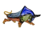 RARE! MASSIVE 40cm Amazing Art Glass Freeform Bull Sculpture Prosperity & Label