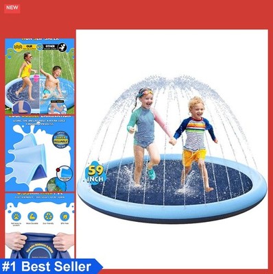 Non-Slip Splash Pad 59 Inch for Kids and Dogs Thicken Sprinkler Pool Outdoor