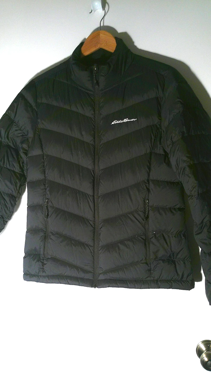 Eddie Bauer EB650 Packable Down Puffer Jacket Black Blue Coat Men’s Small !
