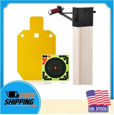 AR500 Steel Target 1/2" Thick T Post Hanger Neon Yellow Shooting Range GADFISH