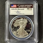 2001-W $1 American Silver Eagle Proof Mercanti Signed Flag Label PCGS PR 69 DCAM