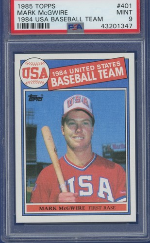 1985 Topps #401 Mark McGwire PSA 9 USA Olympics RC