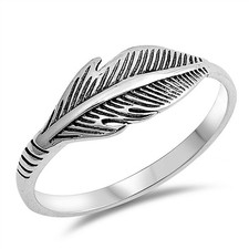 ▌Beautiful 925 Sterling Silver Feather Band Ring Size 4,5,6,7,8,9,10 »R13/3