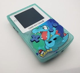 Laminated OLED Screen - Totodile Game Boy Color w/ Case - New Speaker, Recapped