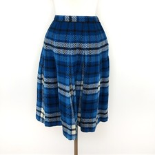 Vtg 60s 70s Pandora Costume Maker Blue Plaid Wool Skirt   Womens 2