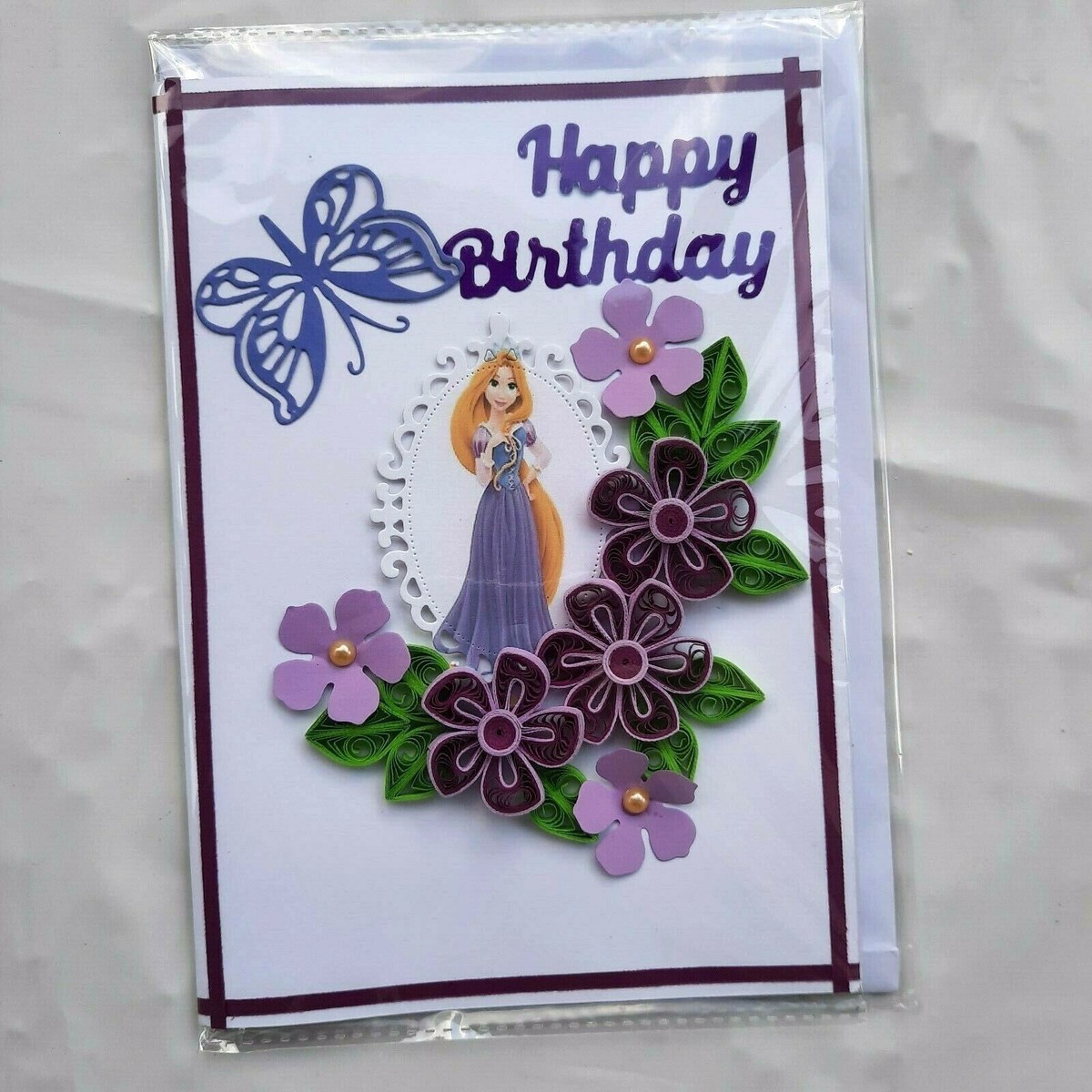 Handmade Birthday Card Quilling Paper Princess Art Greeting