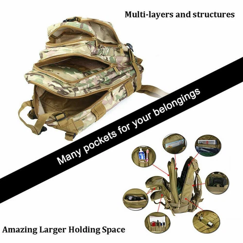 Military Tactical Army Backpack Rucksack 30L Camping Trekking Hiking Outdoor Bag - Picture 7 of 15