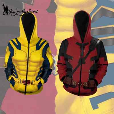 Deadpool Wolverine Logan Cosplay Hoodie Herren Pullover Halloween Superheld X-Men