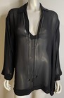 Thomas Wylde Black Silk Tunic Top M NWT Blouse Wide Sleeve Sheer Silver Necklace