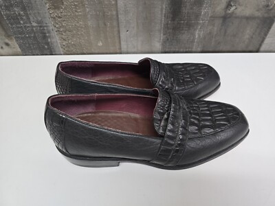 Alligator Accented Black Loafers by David Espinoza Size 6.5  display picture 3