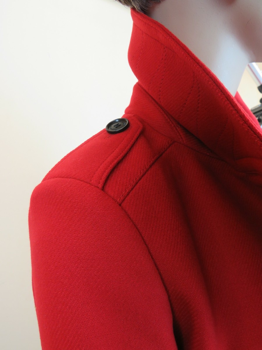 BURBERRY★素敵!TUMBLEBRIDGE RED WOOL PEACOAT $950 BURBERRY TUMBLEBRIDGE RED WOOL DOUBLE BREASTED PEA COAT