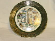 Vintage Souvenir New York State Plate by Sanders MFG Co, Nashville GOLD TRIM