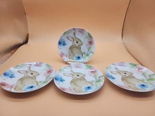 4 Bastia 222 Fifth Spring Easter Bunny Rabbit Plates 6 3/8” Appetizer Dessert
