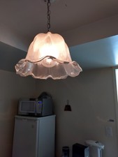 Lovely Murano bell shaped chandelier clear and white glass