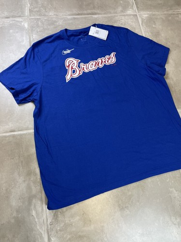 Nike Atlanta Braves Shirt Adult 3XL Blue Hank Aaron #44 MLB - Picture 2 of 7