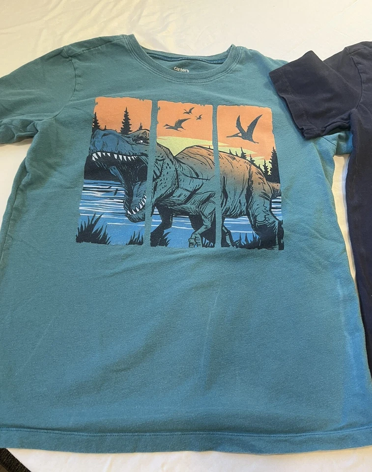 Camiseta Carter's Dinosaurio Niños Top Azul Talla 12 Niños Conjunto De 2 Amantes Prehistóricos Foto 2 de 4