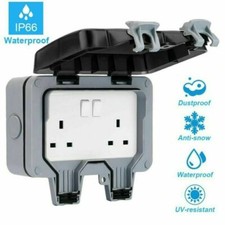 Waterproof Outdoor 13A 2Gang Storm Switched Socket Double IP66 Outside Use