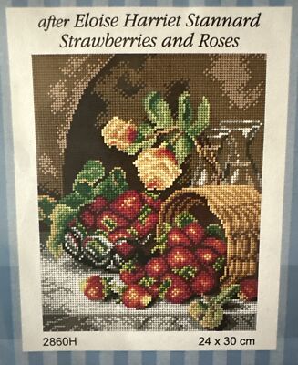 Printed needlepoint  tapestry Canvas  strawberries Orchidea 2860  24x30 cm