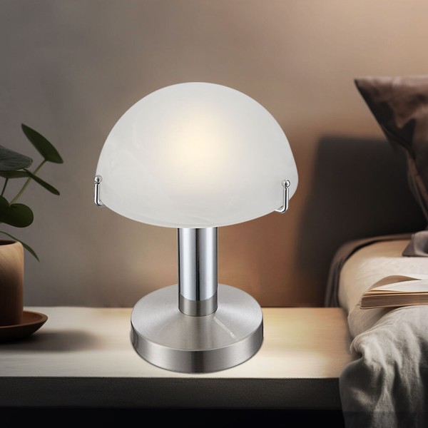 Nachttischleuchte Tischlampe Beistellleuchte Led Satiniert Glas Touchfunktion-image
