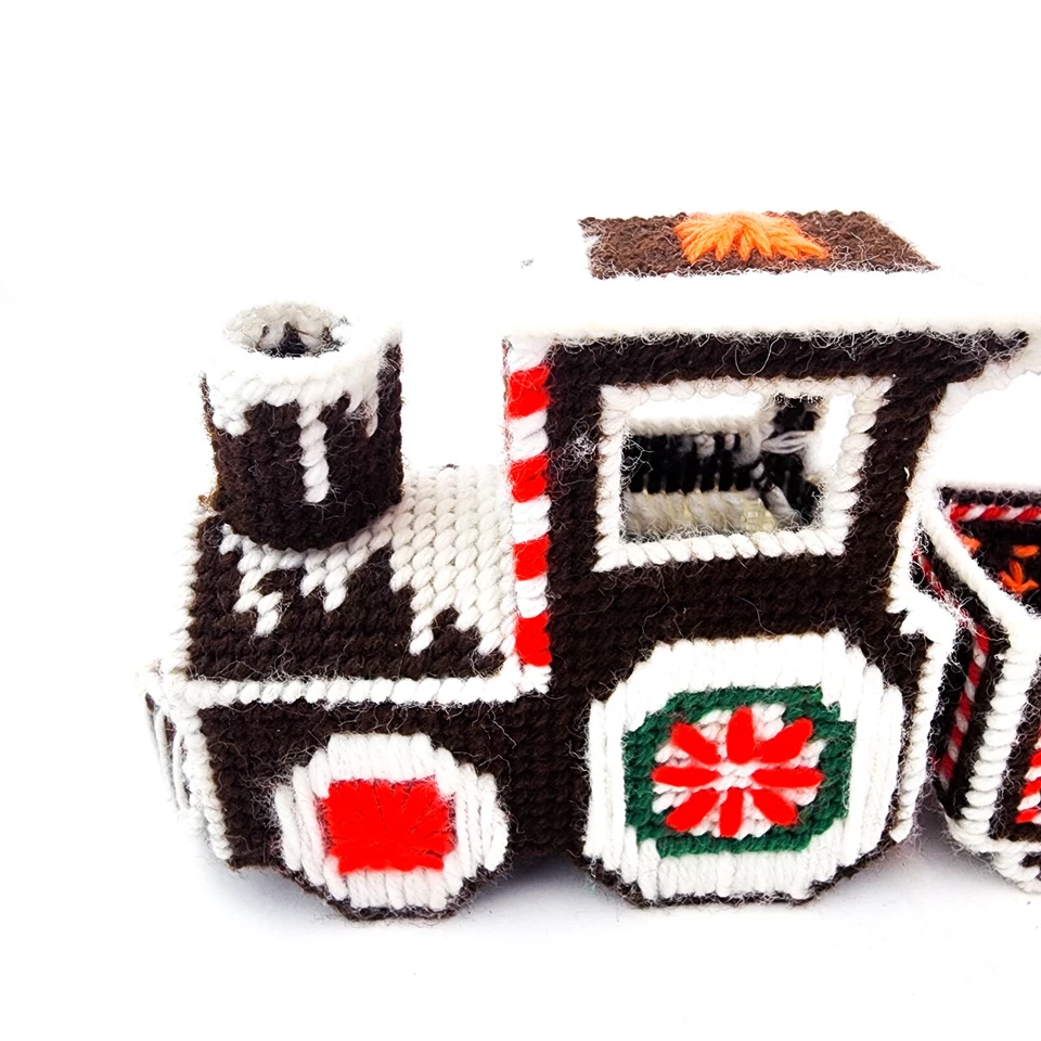 Tren de punta de aguja de lona de plástico 3D vintage de Navidad Gingerbread Express años 80 Foto 4 de 4