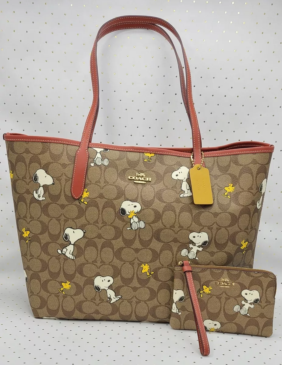 COACH®  Coach X Peanuts City Tote In Signature Canvas With Snoopy  Woodstock Print