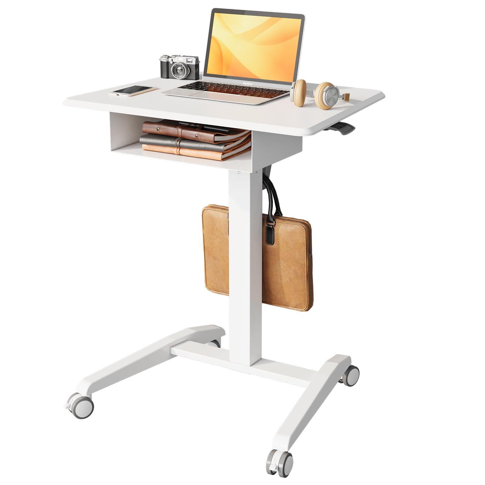 JOY worker Mobile Standing Desk with Storage Drawer, Pneumatic Height Adjustable-image