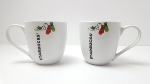 Starbucks Holiday Coffee Mug 2011 Bird With Mittens Christmas Cup Set of 2 - Picture 2 of 7