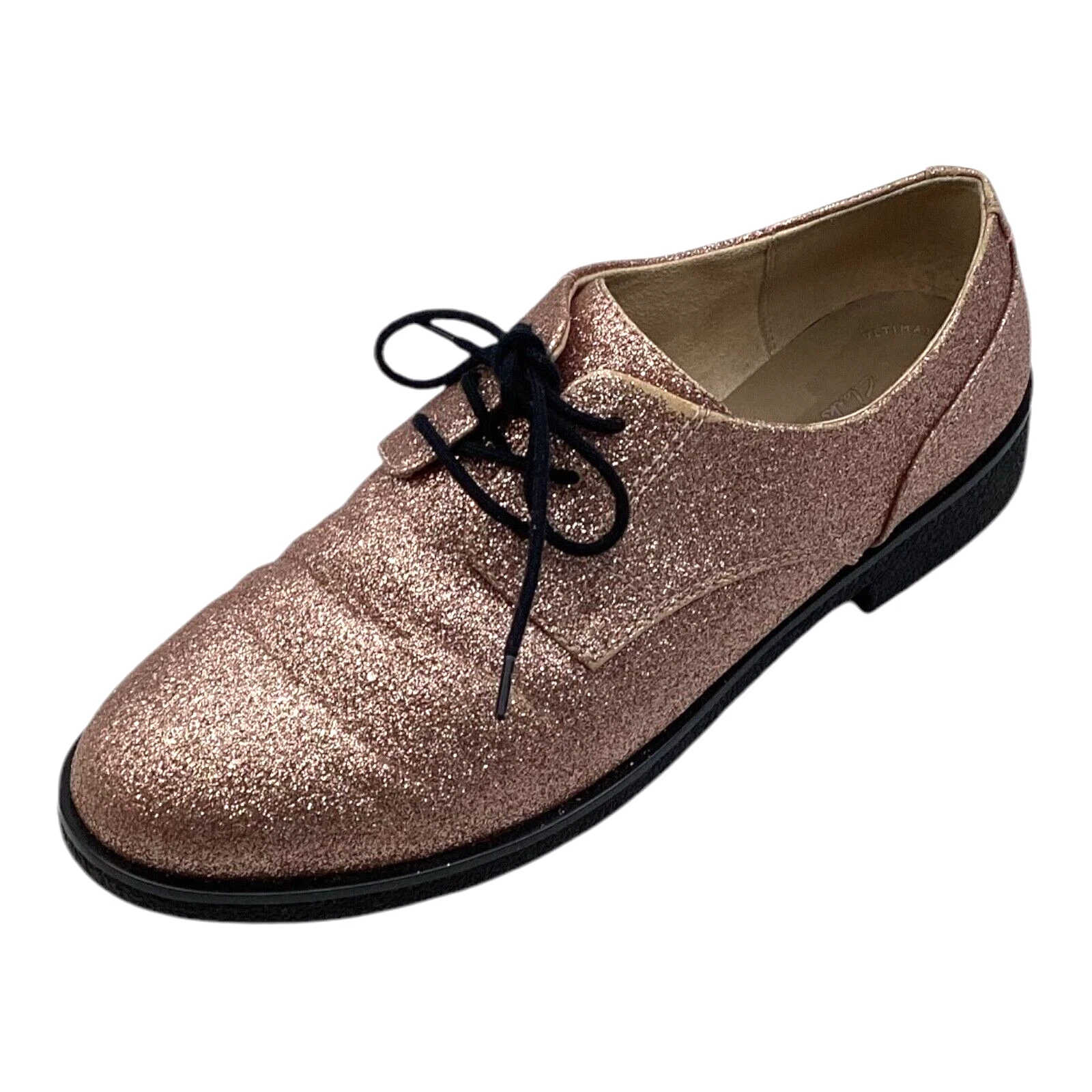 Scarpe Oxford Clarks donna oro rosa glitter stringate taglia UK 5D usate