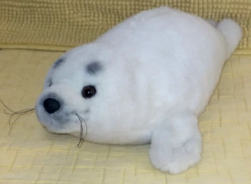 JC Penney Scarborough Collection 17" Furry White Seal Pup