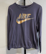 Nike Womens Long Sleeve Shirt Purple Gold Size L