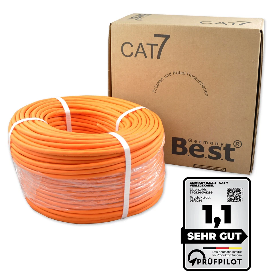 CAT.7 Verlegekabel LAN Netzwerkkabel Kupfer Gigabit 1000MHz AWG25 10–400m - Bild 3 von 4
