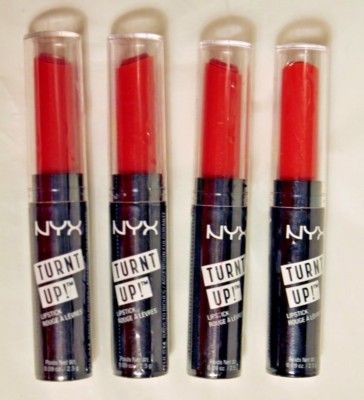 Lot of 4 NEW NYX High Voltage Turnt Up! Lipstick Rags to Riches # 14 Deep Salmon