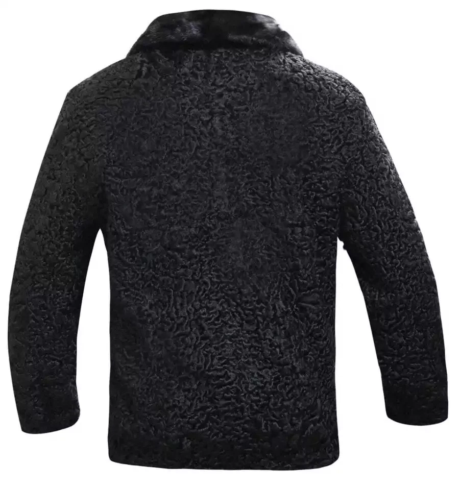 Men's Black Real Persian Lamb Fur Jacket Mink Collar PYTHON Trim Alsize Pre Sale - Image 3 of 4