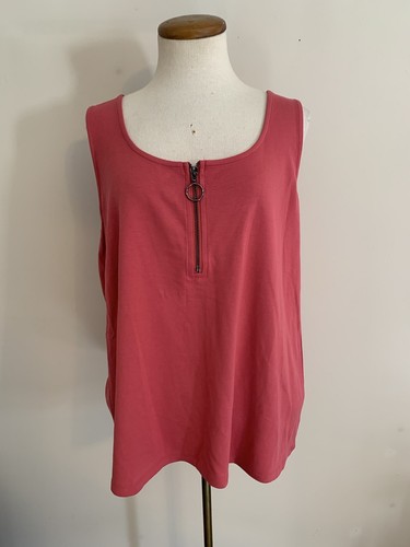 Torrid Ponte Square Neck Zip Up Tank Woman’s Size 2X (18-20) Holly Berry Pink
