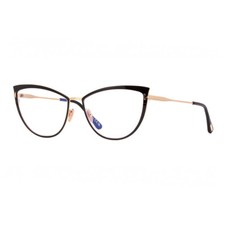 Tom Ford FT5877-B 001 Shiny Black/Gold/Clear Blue Light Block 56mm Eyeglasses...