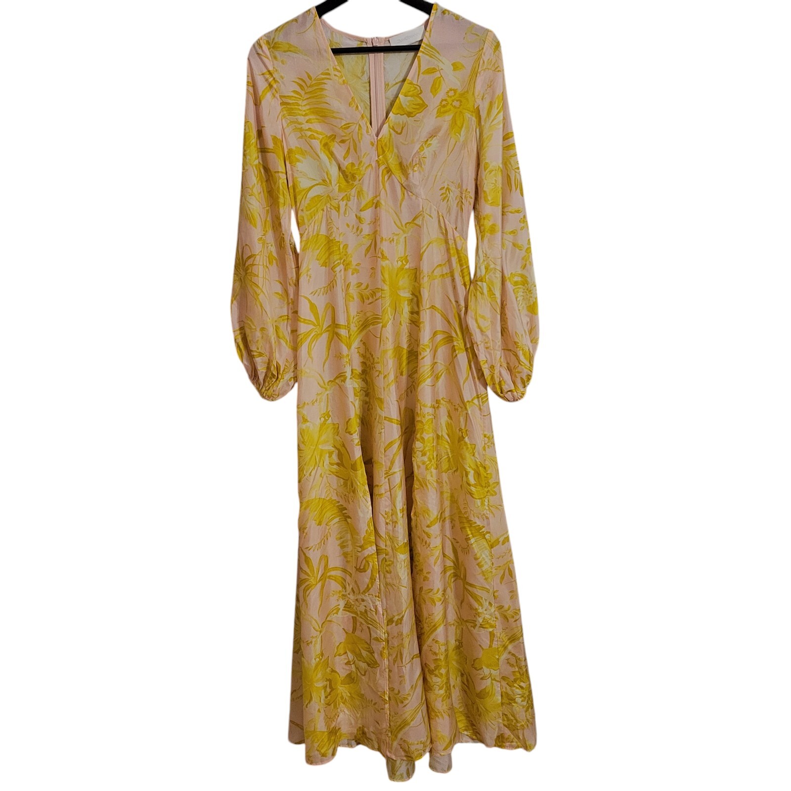 Zimmermann Maxi Dress Size 0 US 4 Golden Silk Floral Long Sleeve-image