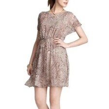 Alice + Olivia Kemper Silk Animal Print Open Strappy Back Mini Dress Women Large